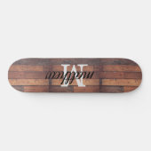 Rustikale Holzstähler-Eicheneiche Monogramm Name P Skateboard (Horizontal)