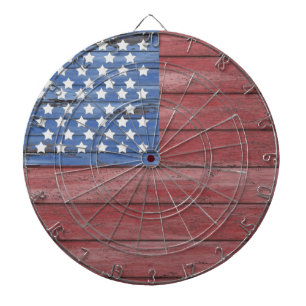 Rustikale Holzstallmauer Amerikanische Flagge Patr Dartscheibe
