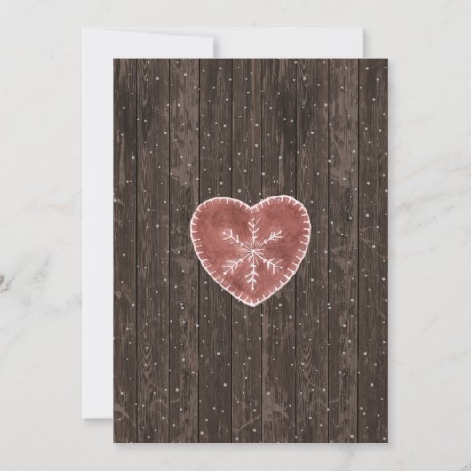 Rustikale Holzstars und Probe des Herzens Einladung (Rückseite)