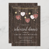 Rustikale Holzstars und Probe des Herzens Einladung (Vorne/Hinten)