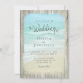 Rustikale Holzstrände, die alle in einem QR-Code e Einladung (Vorderseite)