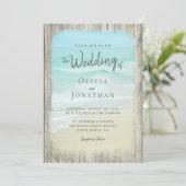 Rustikale Holzstrände, die alle in einem QR-Code e Einladung (Stehend Vorderseite)