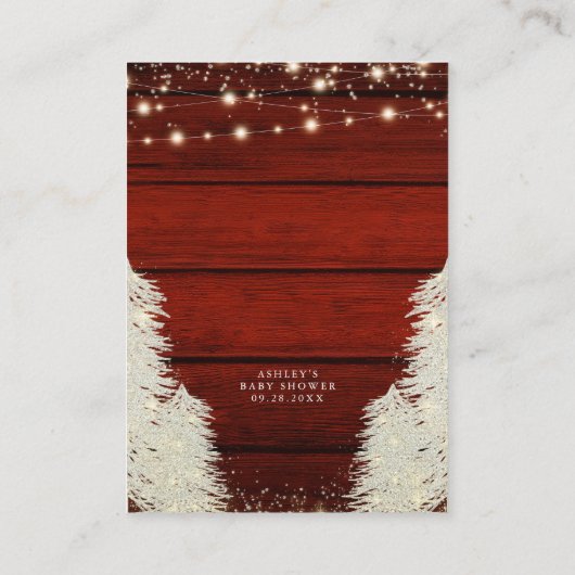 Rustikale Holzstreichelleuchten, Baumdiaper-Raffel Begleitkarte (Rückseite)