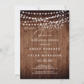 Rustikale Holzstring-Lichter für die Probe-Dinnerp Einladung (Vorderseite)