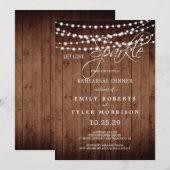 Rustikale Holzstring-Lichter für die Probe-Dinnerp Einladung (Vorne/Hinten)