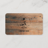 Rustikale Holzstruktur & Hirsch-Monogramm-QR-Code  Visitenkarte (Vorderseite)