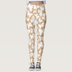Rustikale Holzstruktur mit Schmetterlingsmuster Leggings