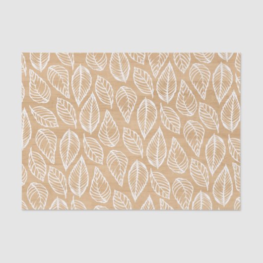 Rustikale Holzstruktur mit weißem Blätter Muster Seidenpapier (Vorderseite)