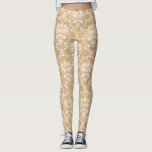 Rustikale Holzstruktur mit weißem Damast-Muster Leggings<br><div class="desc">Stilvolle,  rustikale,  boho-inspiriert Leggings mit weißem Damast-Muster mit Holzstruktur-Hintergrund. Andere Muster mit dem gleichen Holzhintergrund sind verfügbar.</div>