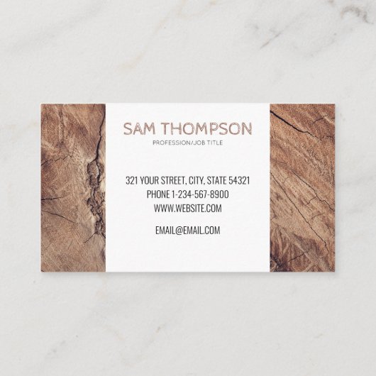 Rustikale Holzstruktur Moderne Visitenkarte (Rückseite)