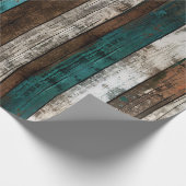Rustikale Holztextur Aquamarin und braun dekoupage Geschenkpapier (Ecke)