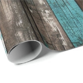 Rustikale Holztextur Aquamarin und braun dekoupage Geschenkpapier (Rolleneckpunkt)