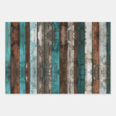 Rustikale Holztextur Aquamarin und braun dekoupage Geschenkpapier Set (Vorderseite 3)
