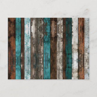 Rustikale Holztextur Aquamarin und braun dekoupage Postkarte