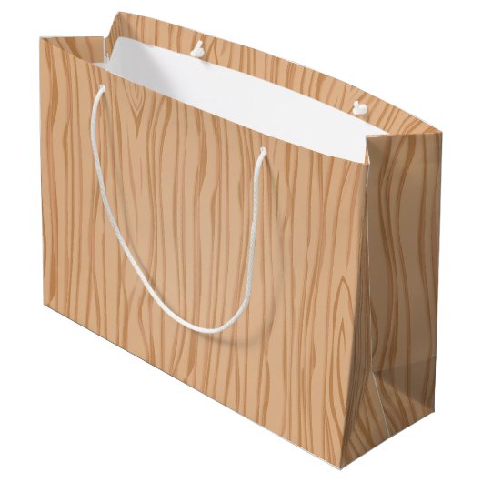 Rustikale Holztextur Große Geschenktasche für Präs Geschenktüte (Rückseite Schrägansicht)