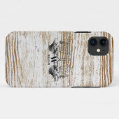Rustikale Holztextur Hirschbaum Monogramm Case-Mate iPhone Hülle (Rückseite (Horizontal))
