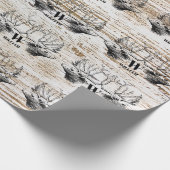 Rustikale Holztextur Hirschbaum Monogramm Geschenkpapier (Ecke)