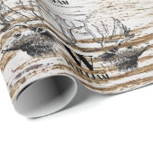 Rustikale Holztextur Hirschbaum Monogramm Geschenkpapier (Rolleneckpunkt)