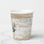 Rustikale Holztextur Hirschbaum Monogramm Pappbecher (Links)