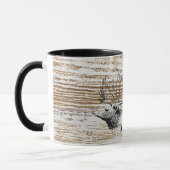 Rustikale Holztextur Hirschbaum Monogramm Tasse (Links)