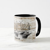 Rustikale Holztextur Hirschbaum Monogramm Tasse (VorderseiteRechts)