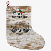 Rustikale Holztextur Hirschbaumhütte Großer Weihnachtsstrumpf (Vorderseite)