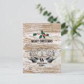 Rustikale Holztextur Hirschbaumhütte Weihnachten (Stehend Vorderseite)