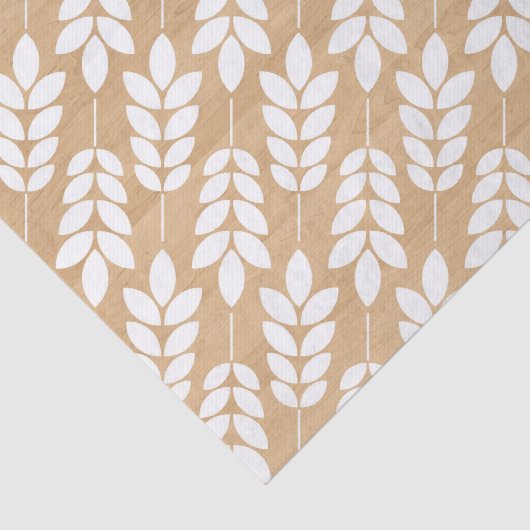 Rustikale Holztextur mit weißem Blattwerk-Blätter Seidenpapier (Ausschnitt)