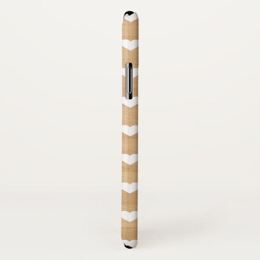 Rustikale Holztextur mit weißem Herzmuster Case-Mate iPhone Hülle (Hinten/Rechts)