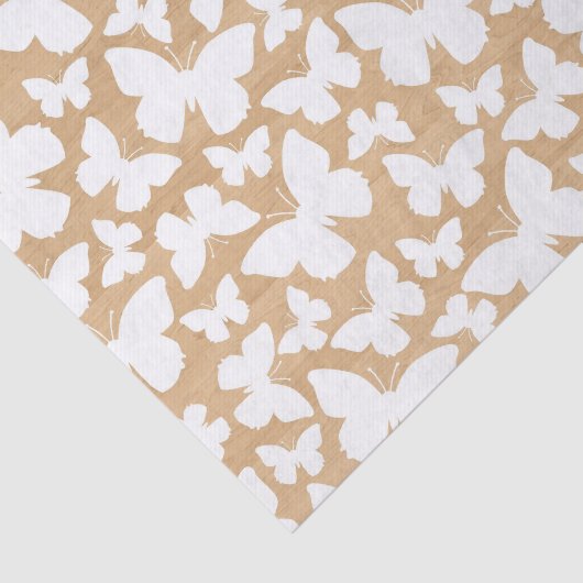 Rustikale Holztextur mit weißem Schmetterling Seidenpapier (Ausschnitt)