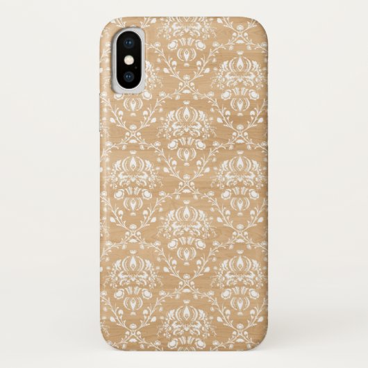Rustikale Holztextur mit weißer Blumenmatte Case-Mate iPhone Hülle (Rückseite)