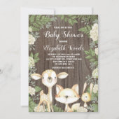 Rustikale Holztiere Botanische Babydusche Einladung (Vorderseite)