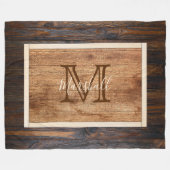 Rustikale Holzton-Monogramm-Rechteck Fleecedecke (Vorderseite (Horizontal))