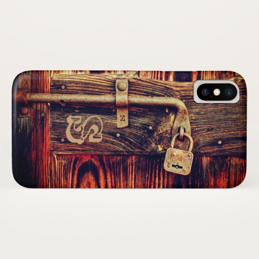 Rustikale Holztür mit antikem Messingschloss Case-Mate iPhone Hülle (Rückseite (Horizontal))