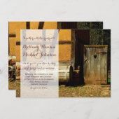 Rustikale Holztüren Herberge Einladung zur Hochzei (Vorne/Hinten)