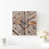 Rustikale Holztüren Quadratische Wanduhr (Zuhause)