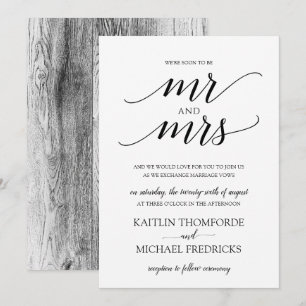 Rustikale Holztypografie Hochzeitseinladungen Schw Einladung