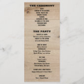 Rustikale Holztypografie ländliches Land Hochzeit Programm (Rückseite)