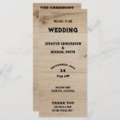 Rustikale Holztypografie ländliches Land Hochzeit Programm (Vorne/Hinten)