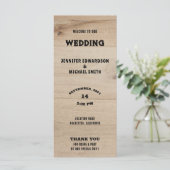 Rustikale Holztypografie ländliches Land Hochzeit Programm (Stehend Vorderseite)