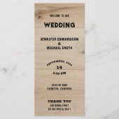 Rustikale Holztypografie ländliches Land Hochzeit Programm (Vorderseite)
