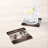 Rustikale Holzverheiratung 2 Foto Save the Date Rechteckiger Pappuntersetzer (Vor Ort)