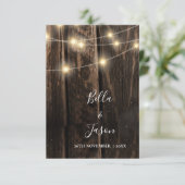 Rustikale Holzverheiratung mit String Lights Antwo RSVP Karte (Stehend Vorderseite)