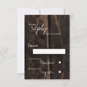 Rustikale Holzverheiratung mit String Lights Antwo RSVP Karte