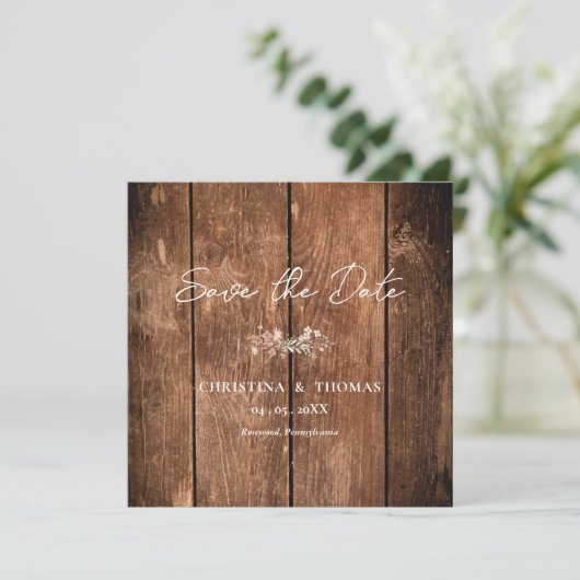 Rustikale Holzverheiratung Save The Date (Stehend Vorderseite)