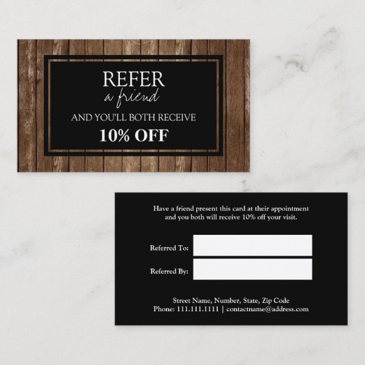 Rustikale Holzverweiskarte Empfehlungskarte (Vorne/Hinten)