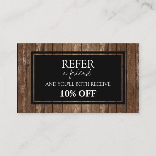 Rustikale Holzverweiskarte Empfehlungskarte (Vorderseite)