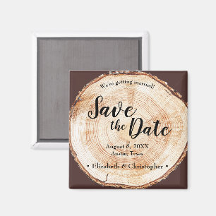 Rustikale HolzWedding Speichern Sie das Datum Pers Magnet