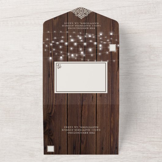 Rustikale Holzwinger-Hochzeit All In One Einladung (Außenbereich)