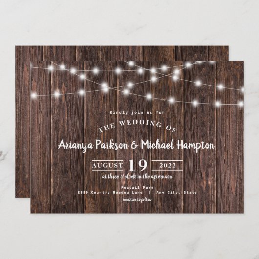 Rustikale Holzwinger-Hochzeit Einladung (Vorne/Hinten)